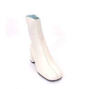 Maison Raro 5536 White Leather Ankle Heel Boots